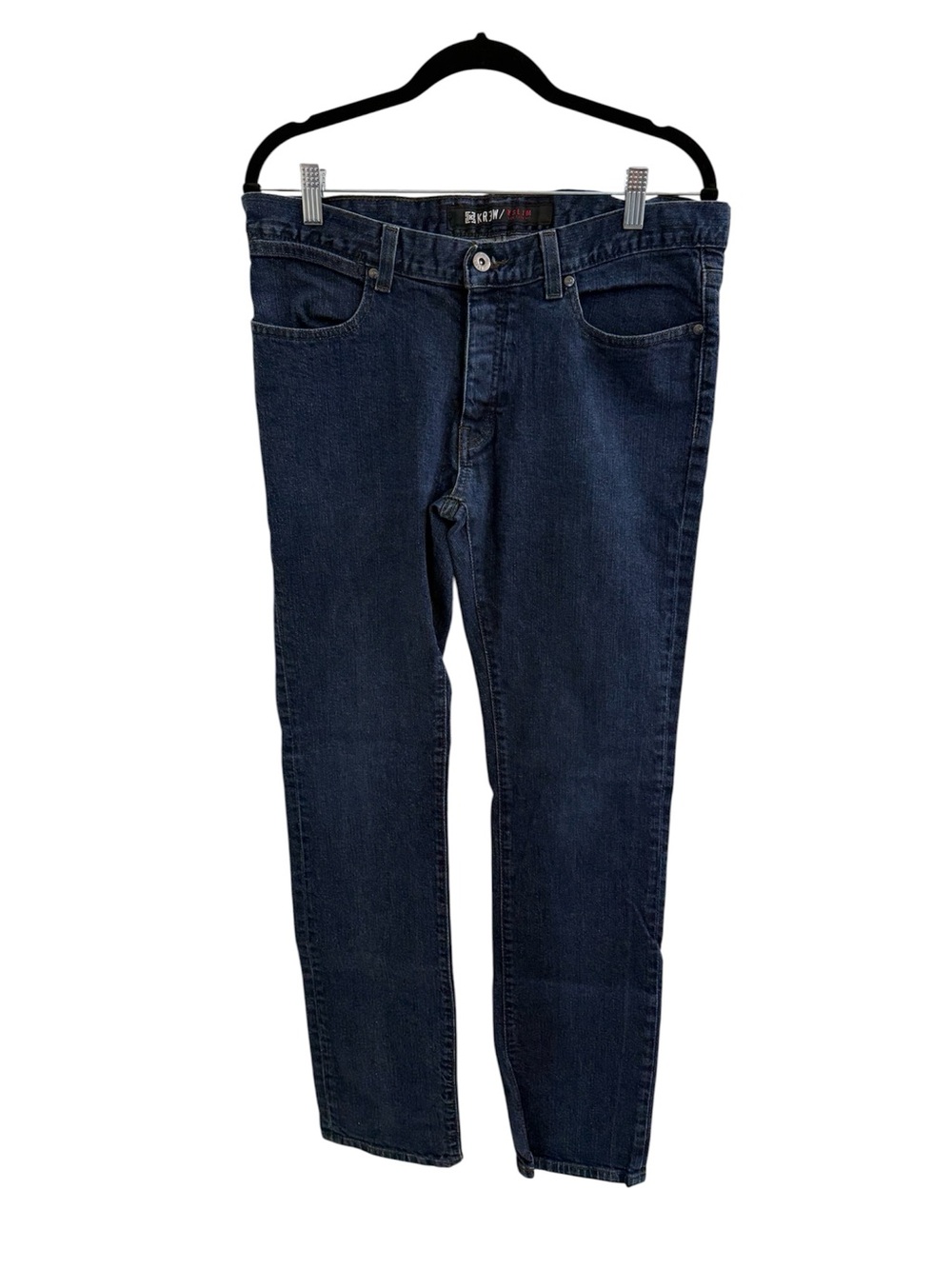 KR3W Men's Slim Dark Indigo Jeans 33W